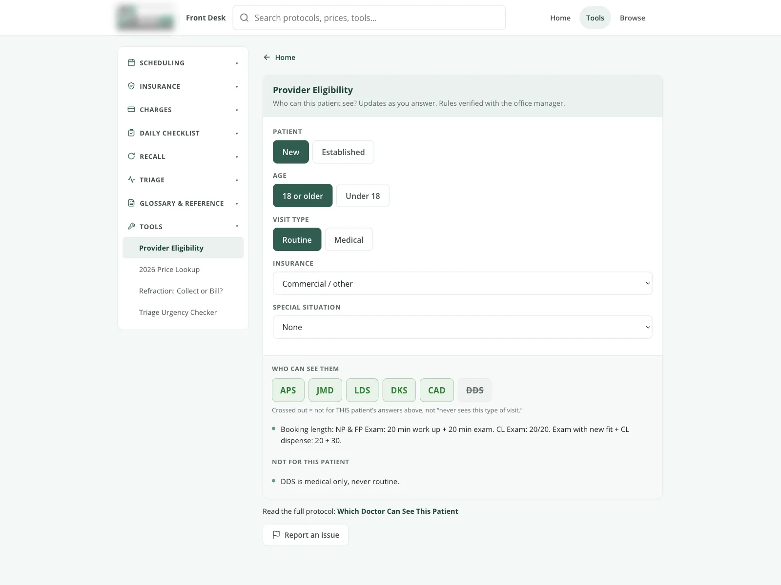 The provider eligibility decision tool